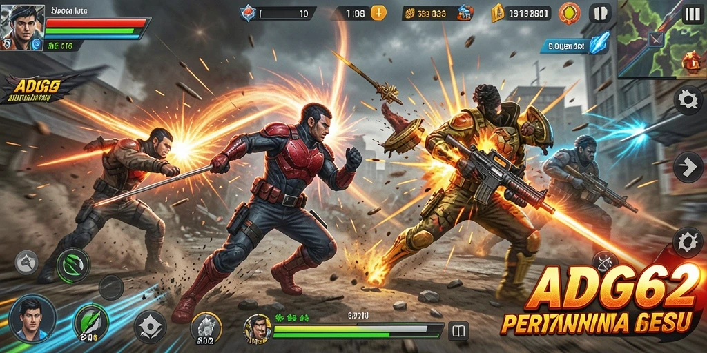 Tampilan aksi seru dalam gameplay ADG62 yang mendebarkan.