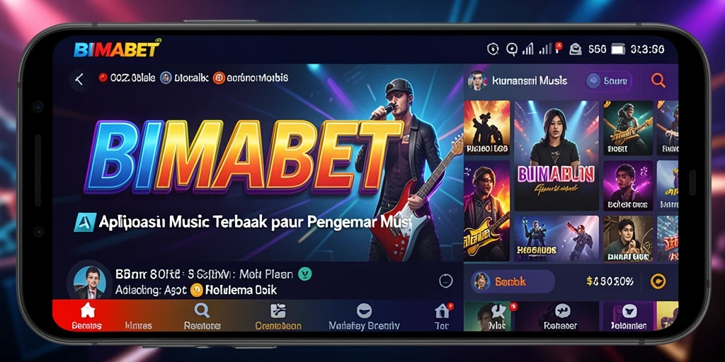 Tampilan gameplay BIMABET dengan antarmuka yang menarik dan fitur musik.