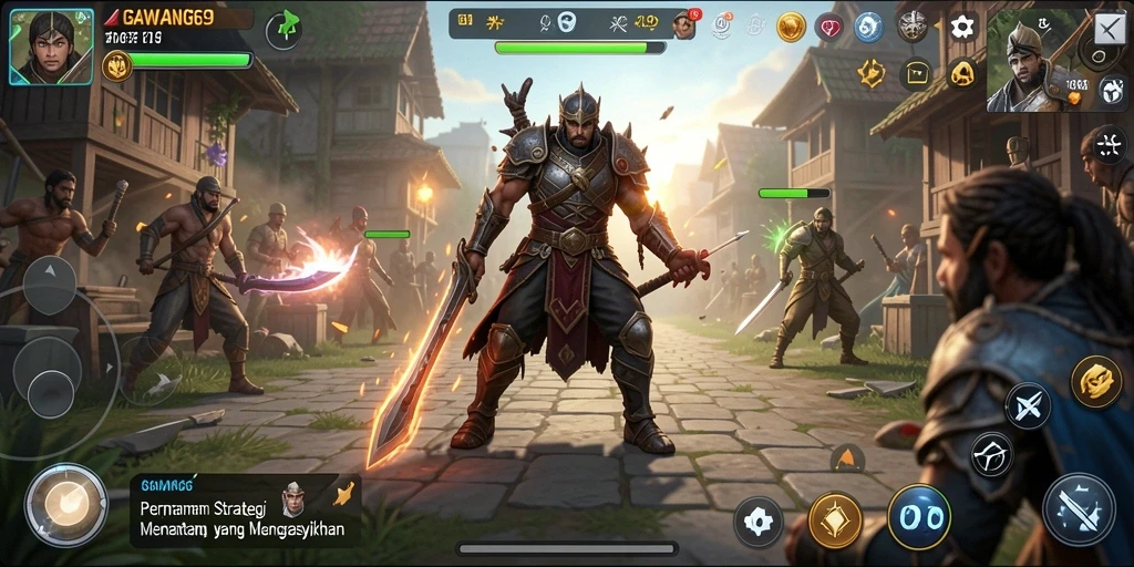 Screenshot GAWANG69 menunjukkan pertarungan strategis yang menegangkan.
