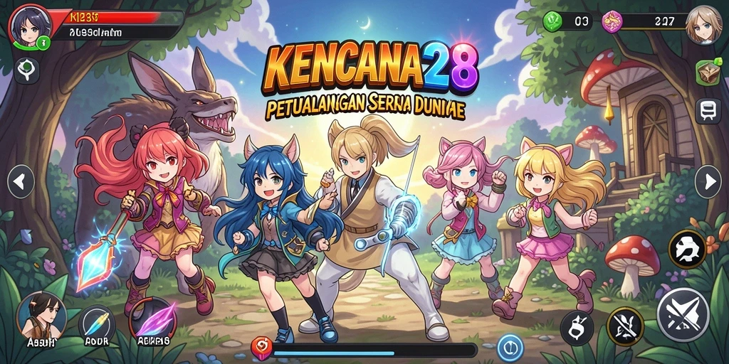 Tampilan penuh warna dari gameplay KENCANA28 yang seru.