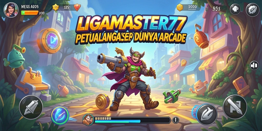 Tangkapan layar gameplay LIGAMASTER77 menampilkan aksi seru dalam arena Arcade.